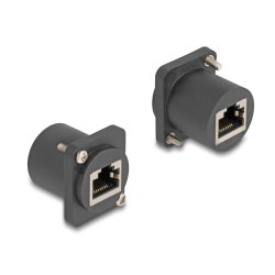 D-Typ Modul RJ45 Buchse zu Buchse mit Schrauben schwarz