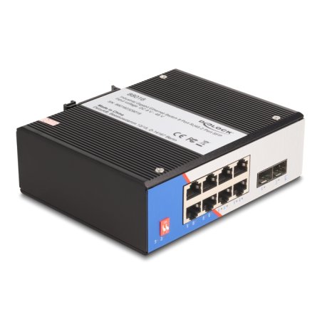 DeLOCK Industrial Gigabit Ethernet Switch 8 Port RJ45 2 Port SFP for DIN rail