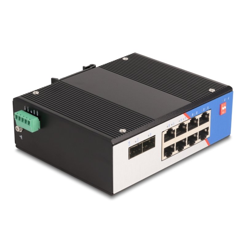 Industrie Gigabit Ethernet Switch 8 Port RJ45 2 Port SFP für Hutschiene