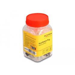 RJ45 Modularer Stecker mit vorderer Öffnung (easy connect) Cat.6 und Knickschutztülle 50er Set