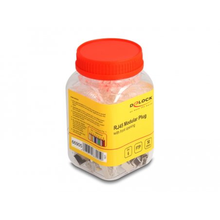 DeLOCK Fiche modulaire RJ45 avec ouverture frontale (connexion facile) Cat.6 et manchon de protection contre le pliage,