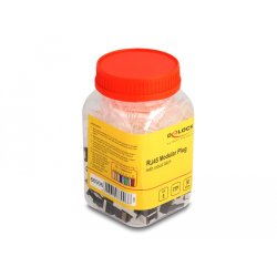 DeLOCK Fiche modulaire RJ45 avec loquet robuste Cat.6 et manchon de protection contre le pliage, set de 50 unités