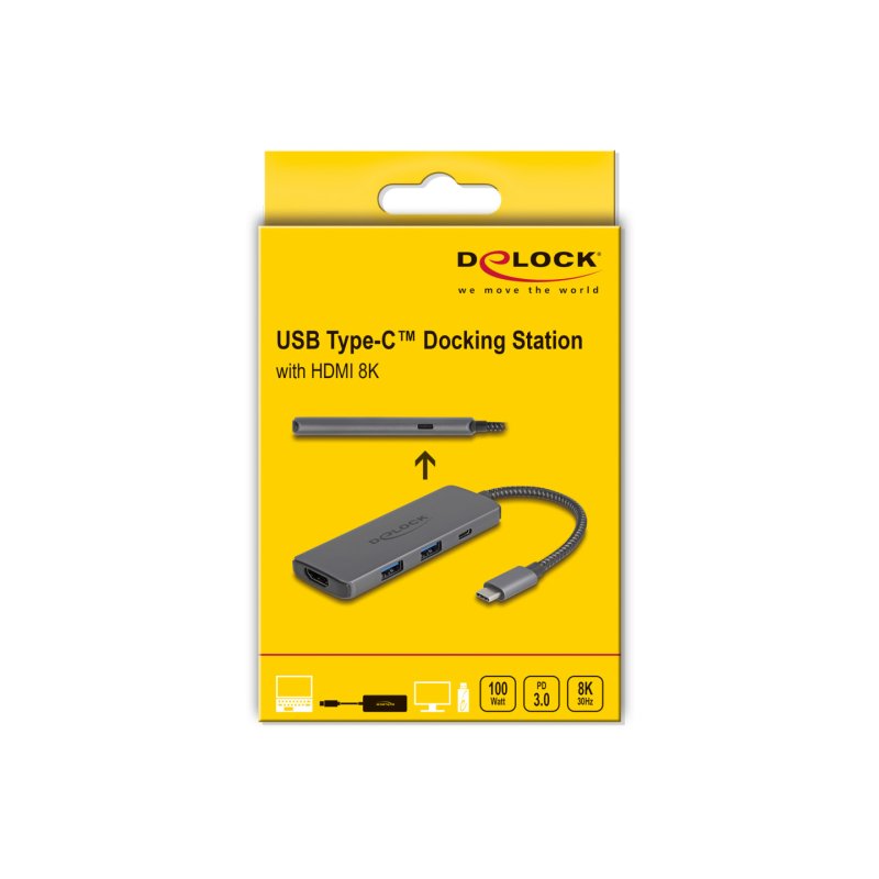 DeLOCK Station d’accueil USB Type-C 8K - HDMI / USB / PD 3.0 100 W