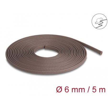 DeLOCK Gaine tissée résistant au rongeurs, étirable, 5 m x 6 mm, marron