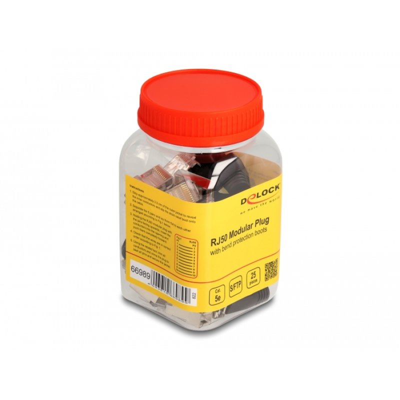 DeLOCK RJ50 Modulaire mâle Cat.5e avec protection contre le pliage, 25 unités