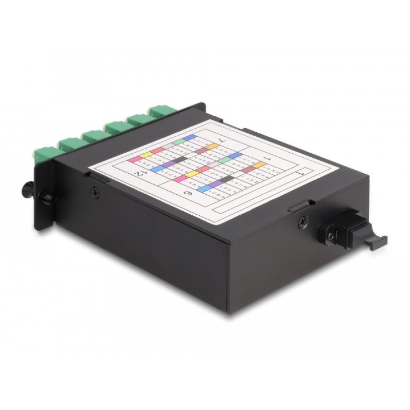 LWL HD (High Density) Kassette MPO Stecker zu 12 x LC Duplex Buchse, 24 Fasern, Singlemode, Polarität A, 9/125 µm