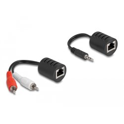 Stereo Audio Extender RJ45 Buchse zu 3,5 mm Klinkenstecker und RJ45 Buchse zu 2 x Cinch Stecker Cat.5 bis 50 m Set 2