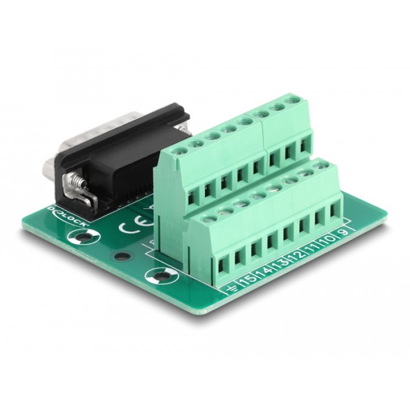 DeLOCK D-Sub 15 broches males vers bornier pour rail DIN