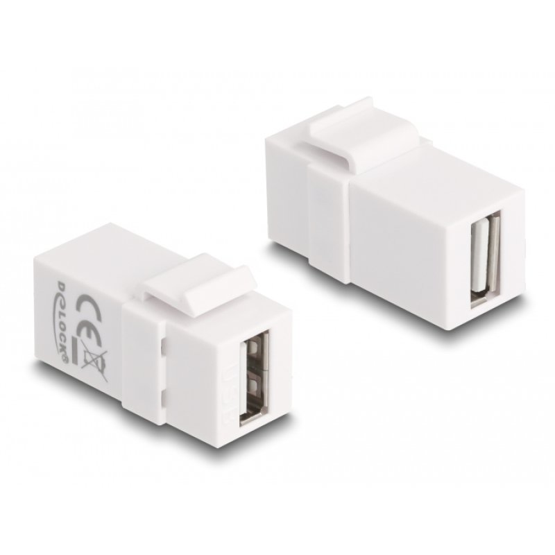 DeLOCK Module Keystone USB 2.0 A femelle USB 2.0 A femelle blanc