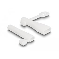 DeLOCK Cache-poussière pour USB Type-A mâle et Apple Lightning mâle, set de 2 unités, blanc