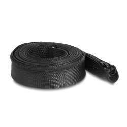 DeLOCK Braided Sleeve with zip fastener heat-resistant 5 m x 50 mm black