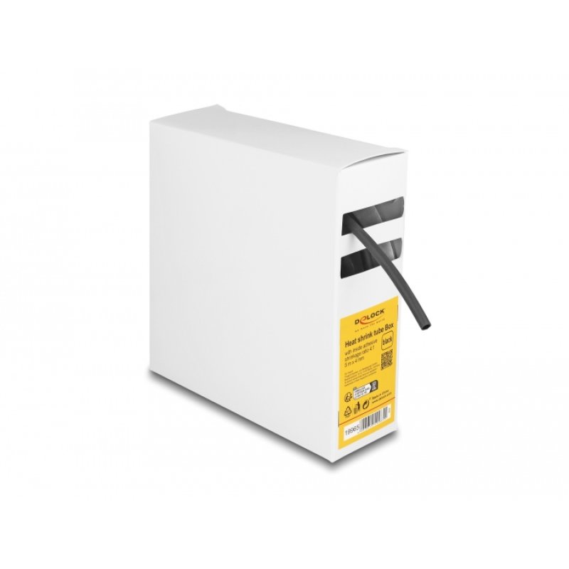 Schrumpfschlauch Box, mit Innenkleber, Schrumpfungsrate 4:1, 5 m x 4 mm schwarz