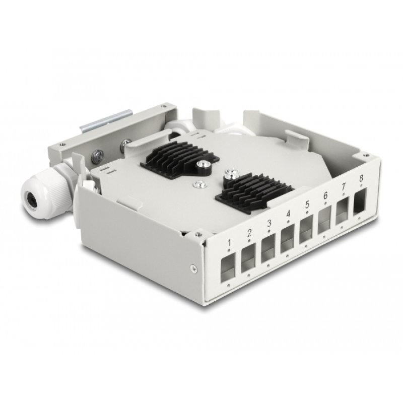 DeLOCK Fiber Optic Distribution Box for DIN rail 8 port grey