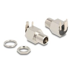 DeLOCK Connecteur DC 5,5 x 2,1 mm femelle, version à cloison soudée coudé - Hexagonal 20 V / 10 A