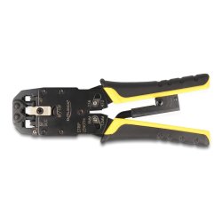 DeLOCK Pince à sertir universelle avec dénudeur de fil pour fiches modulaires 10P (RJ50), 8P (RJ45), 6P (RJ12/11), 6P