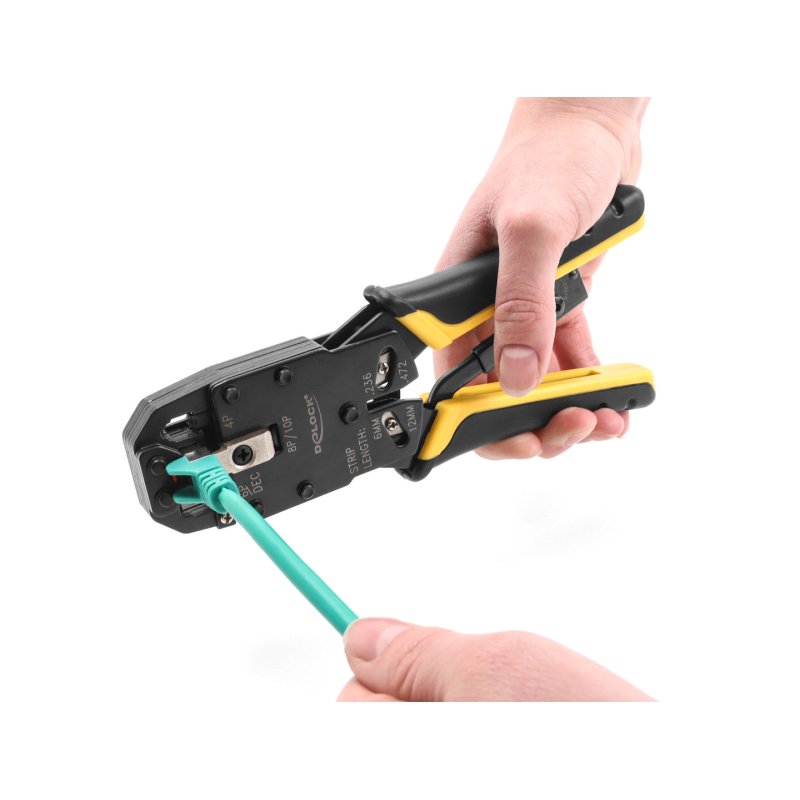 DeLOCK Universal Crimping Tool with wire stripper for 10P (RJ50), 8P (RJ45), 6P (RJ12/11), 6P DEC or 4P modular plugs