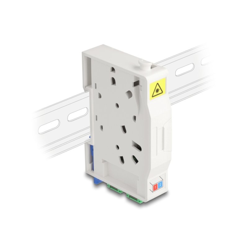 DeLOCK Boitier de connexion de fibre optique pour rail DIN avec support d’épissure et 2 x coupleurs SC Simplex