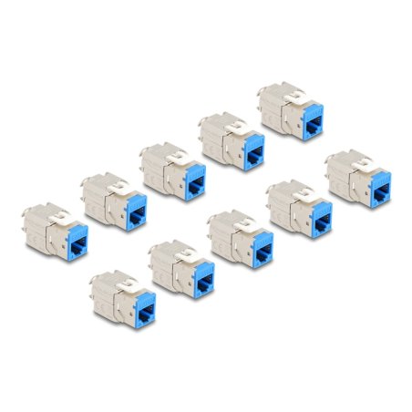 DeLOCK Module Keystone RJ45 femelle à LSA Cat.6A, sans outil, bleu, set de 10 unités