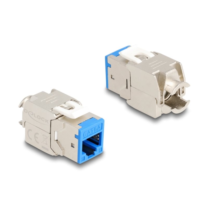 Keystone Modul RJ45 Buchse zu LSA Cat.6A werkzeugfrei blau Set 10 Stück