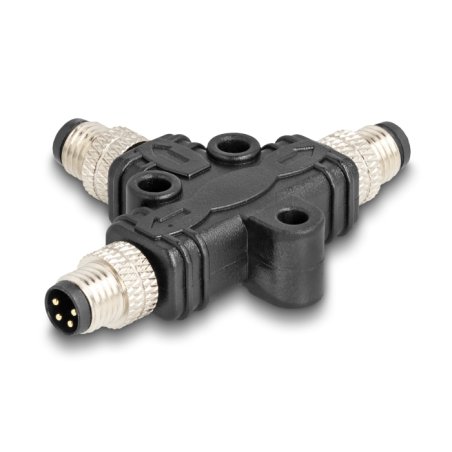 DeLOCK Diviseur M8 T- codé A, 4 broches 1 x mâles vers 2 x connexions mâles parallèles
