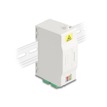DeLOCK Boitier de connexion de fibre optique pour rail DIN avec support d’épissure et 4 x coupleurs LC Duplex