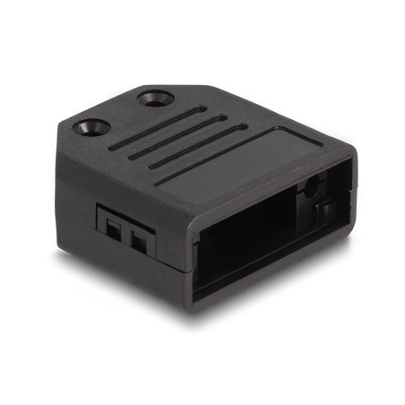 Gehäuse für D-Sub 9 Pin Stecker / Buchse Kunststoffgehäuse mit Zugentlastung schwarz