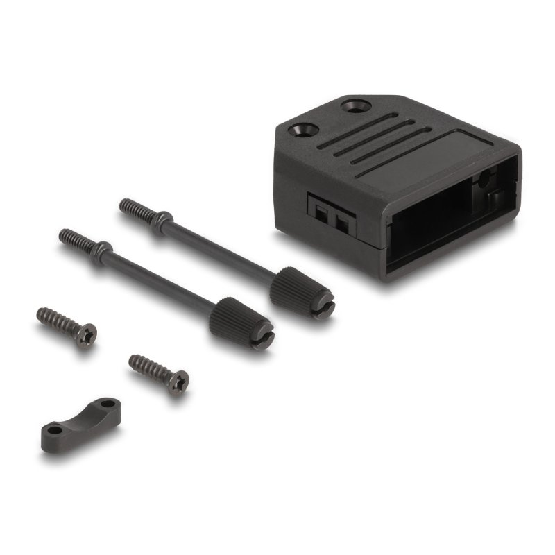 Gehäuse für D-Sub 9 Pin Stecker / Buchse Kunststoffgehäuse mit Zugentlastung schwarz