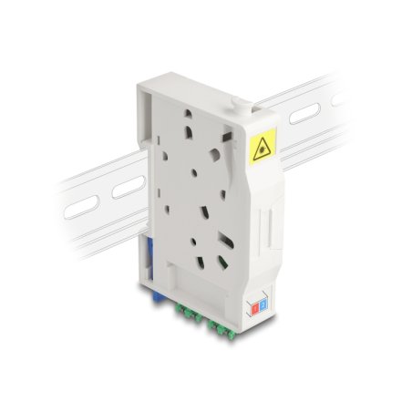 DeLOCK Boitier de connexion de fibre optique pour rail DIN avec support d’épissure et 2 x coupleurs LC Duplex