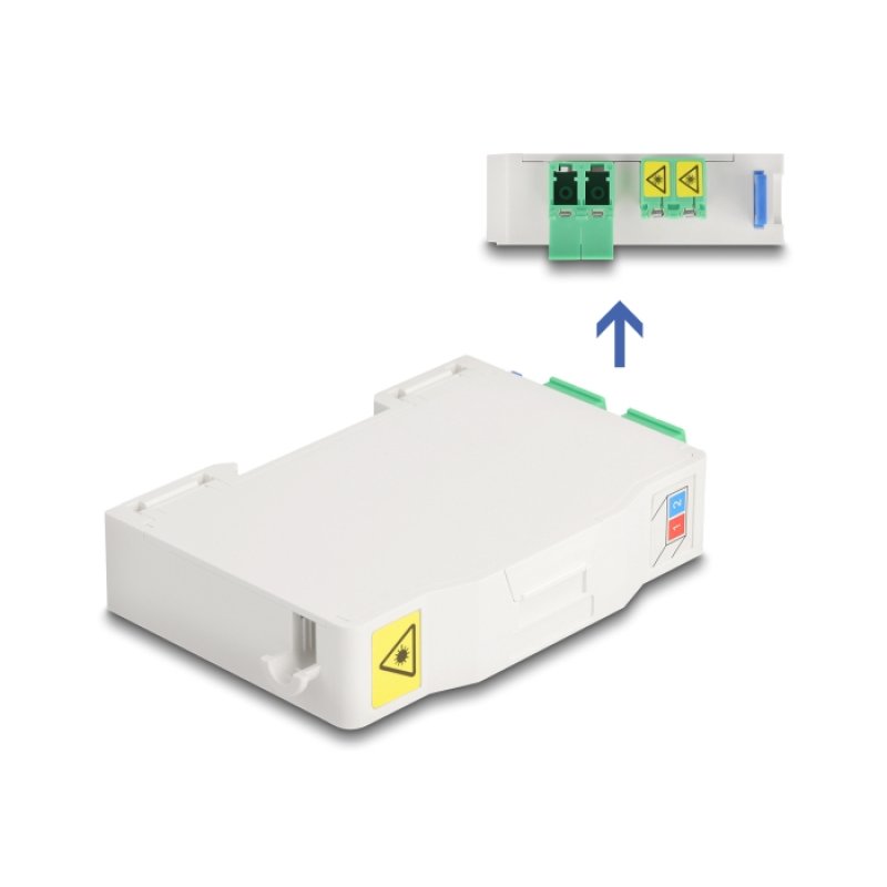 DeLOCK Optical Fiber Connection Box for DIN rail with splice holder and 2 x LC Duplex coupler
