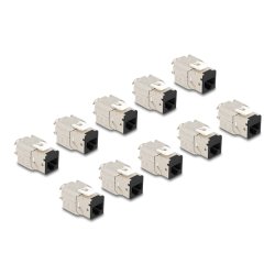 Keystone Modul RJ45 Buchse zu LSA Cat.6A werkzeugfrei schwarz Set 10 Stück
