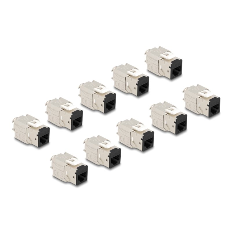 DeLOCK Module Keystone RJ45 femelle à LSA Cat.6A, sans outil, noir, set de 10 unités