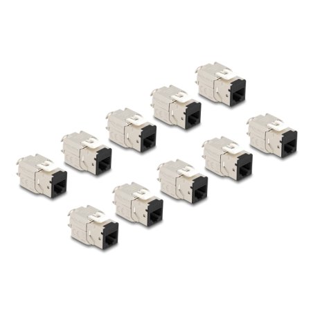 Keystone Modul RJ45 Buchse zu LSA Cat.6A werkzeugfrei schwarz Set 10 Stück