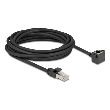 Netzwerk Verlängerungskabel RJ45 Stecker zu RJ45 Buchse 90° gewinkelt Cat.6 F/UTP 5 m schwarz