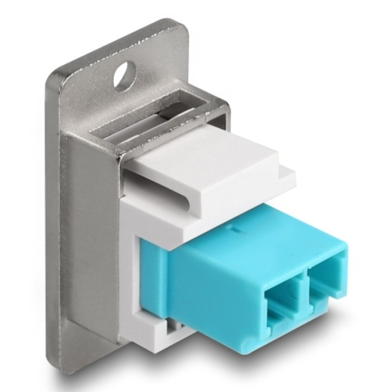 Panel Mount LC Duplex zu LC Duplex Buchse silber / weiß / aqua