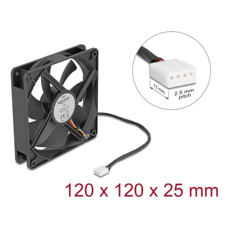 DeLOCK 67303 computer cooling system Computer case Fan 12 cm Black 1 pc(s)
