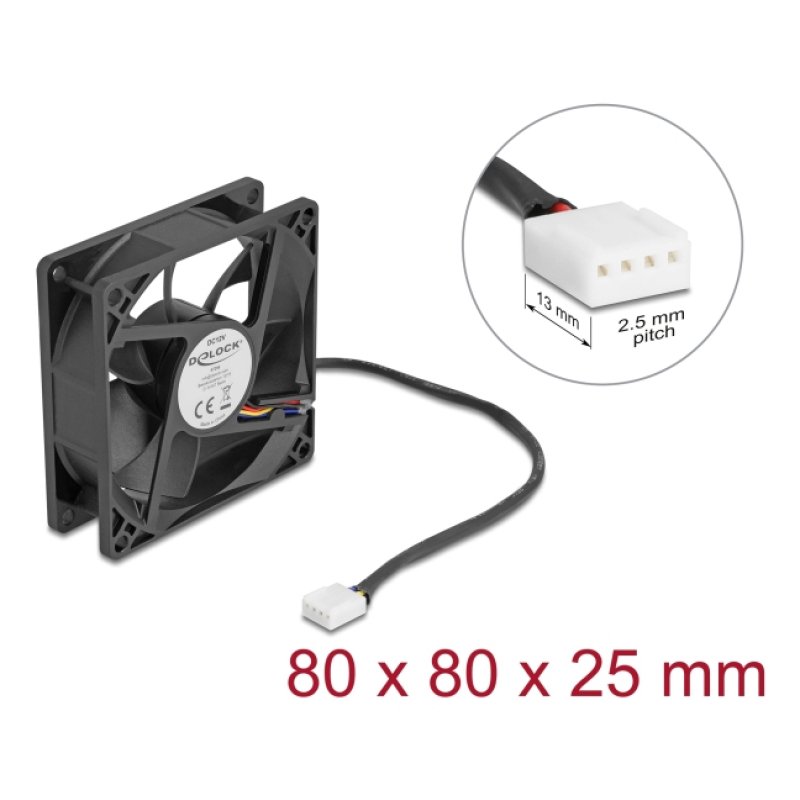 DeLOCK 67296 computer cooling system Computer case Fan 8 cm Black 1 pc(s)
