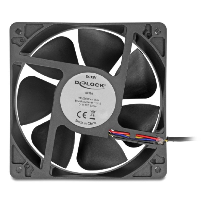 DeLOCK 67298 computer cooling system Computer case Fan 12 cm Black 1 pc(s)
