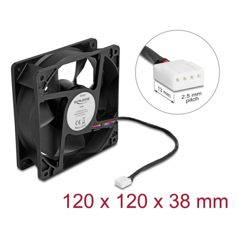 DeLOCK 67298 computer cooling system Computer case Fan 12 cm Black 1 pc(s)