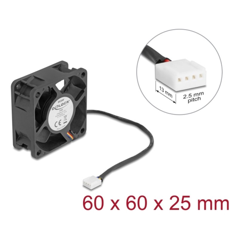 Axiallüfter 24 V DC, 60 x 60 x 25 mm schwarz