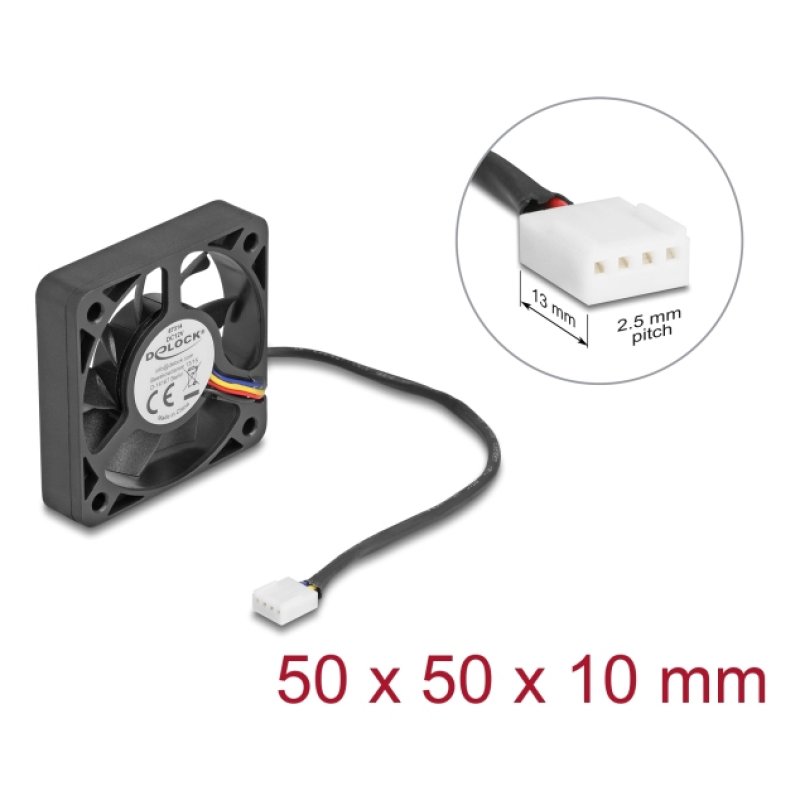 DeLOCK 67314 computer cooling system Computer case Fan 5 cm Black 1 pc(s)