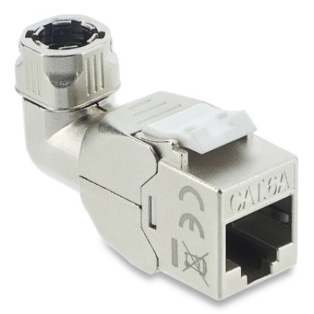 Keystone Modul RJ45 Buchse zu LSA Cat.6A werkzeugfrei 90° winkelbar geschirmt für Kabeldurchmesser von 6,0 - 8,5 mm