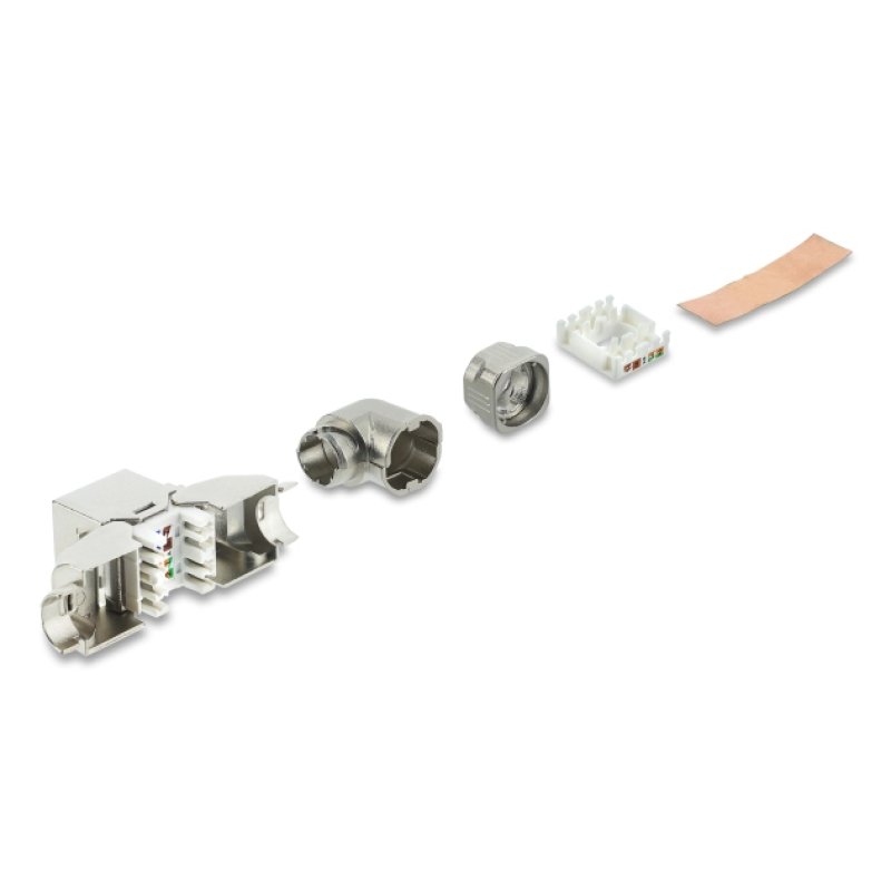 DeLOCK Keystone Module RJ45 jack to LSA Cat.6A toolfree 90° angled shielded for cable diameter from 6.0 - 8.5 mm