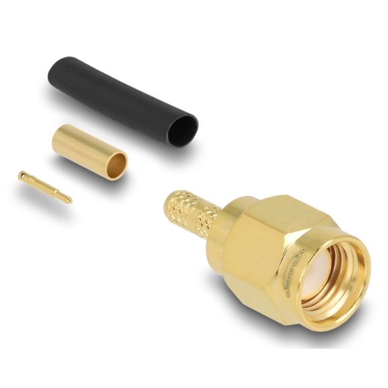 DeLOCK SMA plug for crimping RG-174 / RG-316 with matching shrink tube