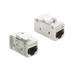 Keystone Modul Kupplung RJ45 Buchse zu RJ45 Buchse Cat.6A Metall silber / weiß