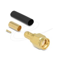 RP-SMA Stecker zum Crimpen LMR200 mit passendem Schrumpfschlauch