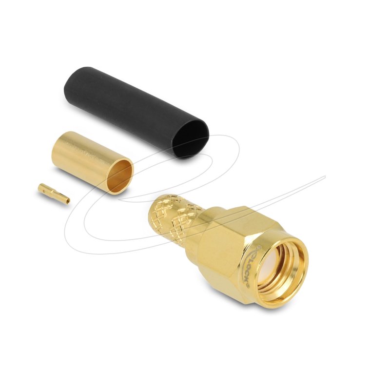 RP-SMA Stecker zum Crimpen LMR200 mit passendem Schrumpfschlauch