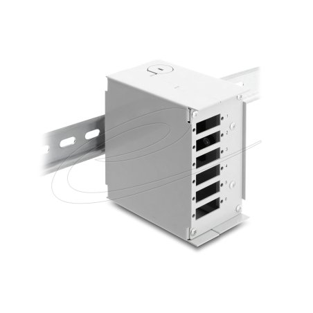 LWL Patchfeld 6 Port für SC Duplex oder LC Quad grau Metall zur Hutschienen Montage