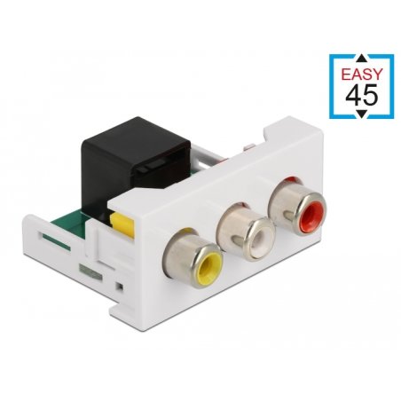 Easy 45 Modul 3 x Cinch Buchse zu RJ45 Buchse 22,5 x 45 mm