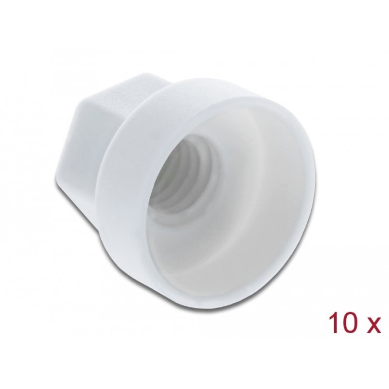 DeLOCK Capuchon hexagonal de protection pour vis M6, blanc, 10 unités
