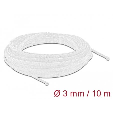 DeLOCK Manchon tressé étirable blanc 10 m x 3 mm